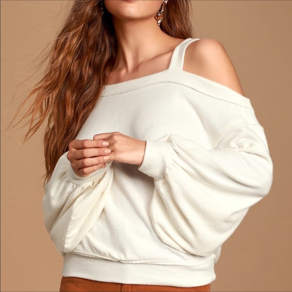 Free People Flaunt It Tee Ivory Cold Shoulder